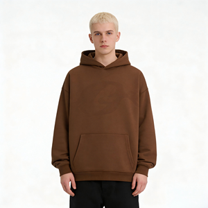 Sweat à capuche personnalisé ODM en molleton bouclette, coupe oversize à épaules tombantes, anti-plis, imprimé en relief, couleurs tendance automne - Product Image 6
