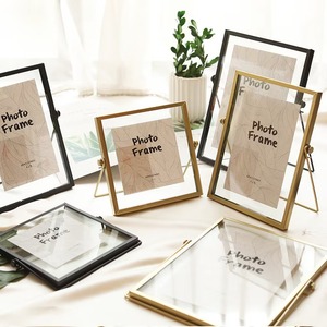 Minimalist Metal Photo <b>Frame</b> Rectangle Vertical Display Stand Gold <b>Black</b> Home Decor - Product Image 1