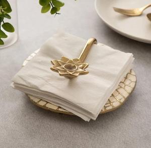 Glam Gold Flower Napkin Holder With <b>Paper</b> Napkins For Elegant Table Setting - Product Image 5