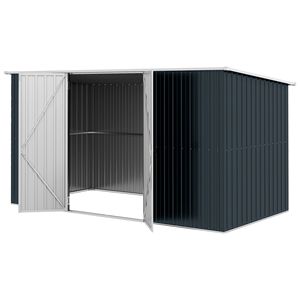 Capanno da Giardino 3,4m x 1,7m Grigio Freddo in Metallo Zincato per Attrezzi da Giardino, Biciclette e Patio - Product Image 1