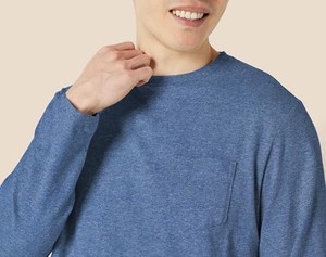 Suéter de Punto de Algodón para Hombre, Cuello Redondo, Manga Larga, Color Azul, Corte Regular, Estilo Casual, Color Sólido, Diseño Personalizado 2026 - Product Image 4