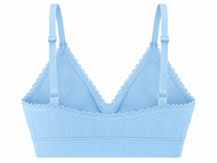 Soutien-gorge bralette côtelé pour femme avec dentelle, col en V, bretelles réglables et large bande sous-poitrine, pour usage quotidien