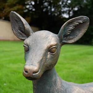 Decorative Baby Fawn Statue <b>Hand</b> <b>Casted</b> Technique Bronze Finish Metal Baby Deer Sculpture Garden Supplies For Decoration - Product Image 4