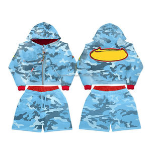 Ensemble de survêtements d'été personnalisés avec logo pour femmes, comprenant une veste courte de baseball vierge et un short, ensemble 2 pièces pour femmes - Product Image 1