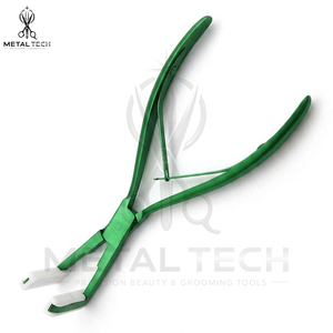 Pince à presser pour extensions de cheveux vert anodisé, mâchoires en silicone lisse, cadre métallique à double ressort, outil de pose pour salon - Product Image 4