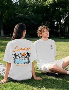 T-shirt d'été décontracté à manches courtes imprimé, style streetwear, 100% coton peigné - Product Image 6