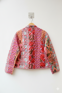 Blouson Bomber Réversible Tricoté à la Main Écologique pour Femme, Matelassé, Style Vintage, Motif Animal Kantha, à Capuche, Décontracté, Vêtement d'Extérieur Ethnique - Product Image 2