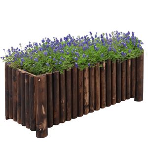 39\" X 16\" X 16\" Large Size Wooden Raised Garden Planter Box Flower <b>Vegetables</b> Herb <b>Stand</b> 4 Drainage Holes Rustic Column Edge - Product Image 1