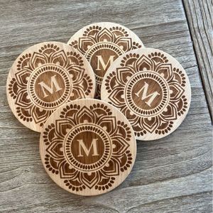 Rustic Charm Coaster Set Wooden Compass Coasters Irregular 300mm Handmade Eco-Friendly Modern Design Mats <b>Pads</b> 2mm Thick - Product Image 6