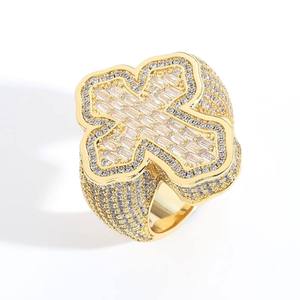 Best Quality Fashion Gold Plated Silver Cross Hip Hop <b>Ring</b> with Zircon <b>Statement</b> Jewelry for Men's Luxury Wear - Product Image 4
