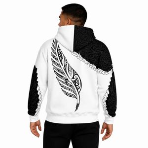 Sudadera con Capucha Personalizada para Hombre, Estampado Tribal Maorí con Plumas, Estilo Urbano de Invierno, Hip Hop, Chaqueta de Forro Polar Oversize, Sudadera Informal - Product Image 2