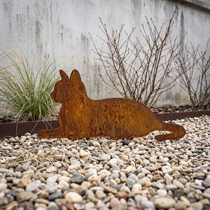Décoration de jardin en métal en forme de chat, piquet de jardin en métal rouillé, résistant aux intempéries, ornement extérieur vintage, thermolaqué - Product Image 2