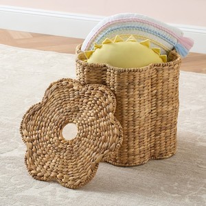 Cesta de Almacenamiento Infantil Ecológica de Jacinto de Agua con Tapa, Cesta Organizadora de Juguetes Tejida, Cesta de Lavandería Hecha a Mano para Guardería, Venta al por Mayor - Product Image 1