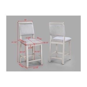 2 sedie da pub imbottite bianche e grigio chiaro, altezza bancone, in legno massello, per sala da pranzo - Product Image 5
