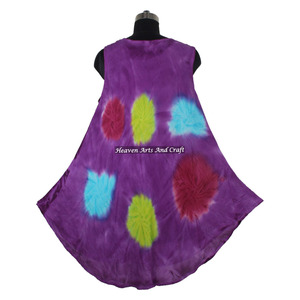 Rayon Fabric Tie Dye Dress for Women Party Wear Tie Dye Long Maxi <b>Hand</b> Made Dress With Sleeveless Tie Dye Round Neck Boho Long - Product Image 1