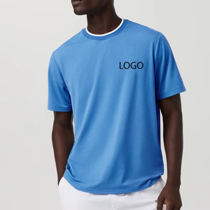 T-shirt pour homme bleu ciel avec logo personnalisé, t-shirt de sport décontracté respirant léger de qualité supérieure, col rond, manches courtes, mode estivale - Product Image 1