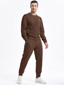 Men's <b>Brown</b> Geometric Print Tracksuit Crew Neck Full Sleeve Casual Sweatshirt and Drawstring Pants Regular Fit Autumn Wear - Product Image 5
