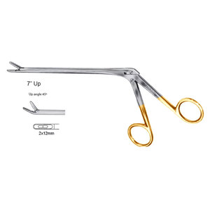 JACKBILLY Caspar 7 Inch Angle 45 Degree 2x12mm <b>Bite</b> Stainless Steel Intervertebral Disc Rongeur Fenestrated Cup Side Serrated - Product Image 1