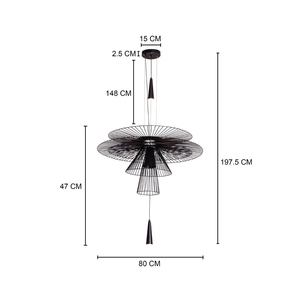 Lustre en métal de luxe en gros, fabricant de luminaires suspendus modernes en fil métallique sur mesure, offre des luminaires de plafond en gros au design nordique artistique - Product Image 2