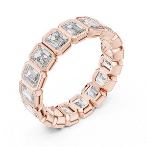 แหวนมอสซาไนต์ทรงเอเมอรัลด์แบบ Eternity Band ตัวเรือนทองคำแท้ 18K ดีไซน์เรขาคณิตคลาสสิกสำหรับผู้หญิง - Product Image 5