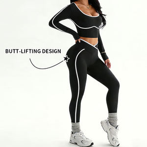 Ropa Deportiva de Yoga, Sujetador Deportivo, Leggings de Cintura Alta para Mujer, Logotipo Personalizado, Secado Rápido, Gimnasio, Entrenamiento, Spandex, Poliéster - Product Image 2