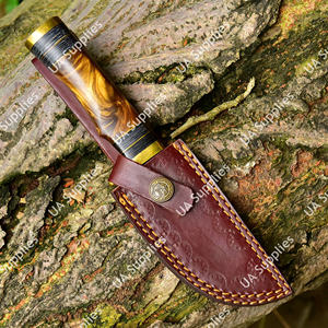 Cuchillo EDC de Hoja Fija de Acero de Damasco Hecho a Mano con Soporte OEM/ODM Personalizado, Venta al por Mayor para Caza, Camping, Pesca, Supervivencia Táctica - Product Image 6