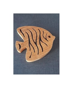 Fish Shape Wooden Coasters For <b>Kids</b> <b>Dining</b> Table Fun And Creative Use Protecting Wooden Furniture From Damage From India - Product Image 1