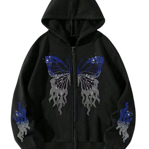Último Diseño de Sudaderas con Capucha Impermeables y Forradas para Invierno, con Pedrería, Impresión Personalizada, Servicio OEM, Venta al Por Mayor, Hecho en Pakistán - Product Image 1