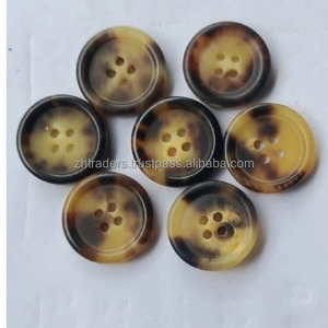 Botón Antiguo Hecho a Mano de Cuerno de Búfalo para Camisa, Color Miel, para Prendas, Bolsos, Redondo, Plano, Ojo de Pez, Carbonizado, Ecológico - Product Image 2