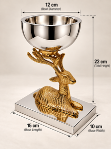 Cuenco con Escultura de Ciervo Dorado y Base con Acabado de Espejo para Decoración de Sala de Estar, Adorno de Mesa para Interiores del Hogar - Product Image 2