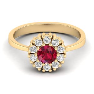 Anillo Halo con Rubí de Corte Redondo de 0.5 Quilates de Alta Calidad REYES para Mujer, Oro Sólido de 14K/18K, Joyería con Moissanita Certificada GRA - Product Image 6