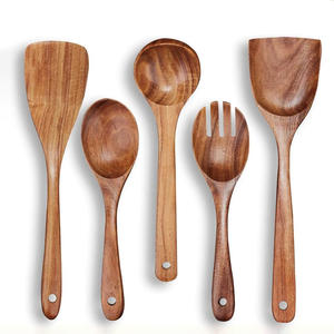 Espátulas de madera al por mayor, juego de utensilios de cocina de madera natural de buena calidad para restaurantes. - Product Image 1