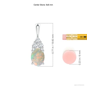 จี้โอปอลรูปไข่ธรรมชาติประดับเพชรสามเม็ด ทองคำแท้ 14k เครื่องประดับคลาสสิกสุดหรูสำหรับงานปาร์ตี้ จี้หรูหราแบบ OEM - Product Image 2