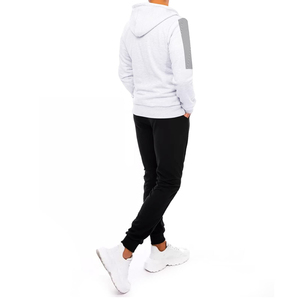 Ensemble de survêtement à capuche pour homme, couleur unie, sweat-shirt en coton avec bande sur la manche et pantalon de jogging, tenue décontractée pour l'automne - Product Image 1