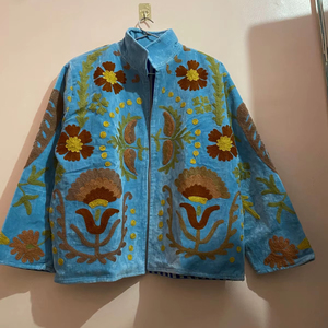 Indian Handmade Embroidered Suzani Jacket Velvet Fabric, Long Sleeves, Ethnic & Customizable Design, Perfect for <b>Winter</b> Wear - Product Image 1