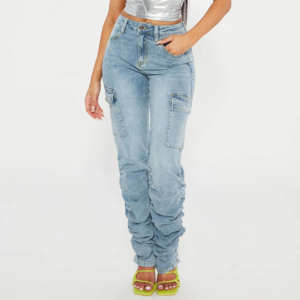 กางเกงยีนส์ทรงสกินนี่เอวต่ำสำหรับผู้หญิง คุณภาพสูง ราคาประหยัด ผ้าฝ้ายเนื้อนุ่ม ระบายอากาศได้ดี เป็นมิตรต่อสิ่งแวดล้อม เหมาะสำหรับใส่ในช่วงฤดูร้อน สไตล์สตรีทแฟชั่น - Product Image 3