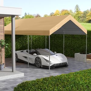 Telo di Ricambio per Tettoia Auto 6x3m Beige con Protezione UV e Corde Elastiche per Camion - Product Image 2