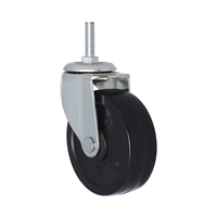 Lot de 4 roulettes pivotantes à frein latéral en PVC de 3 pouces, revêtement fer-zinc, design postmoderne, pour usage extérieur/atelier/entrepôt, 2500 kg