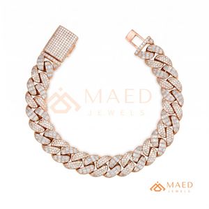 Pulsera de eslabones cubanos Miami en oro rosa con moissanita, cadena fina, joyería de moda para uso diario, estilo regalo Miami Chicago - Product Image 5