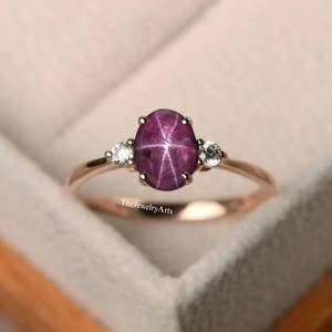 แหวนทับทิมรูปดาวประณีต เงินแท้ 925 ทำมือ พลอยรูปไข่ เครื่องประดับหมั้น สไตล์วินเทจ แหวนวงใหญ่ ของขวัญวันครบรอบ - Product Image 5