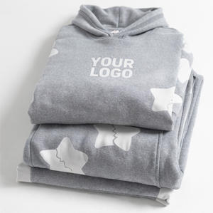 Ensemble de survêtements pour hommes en molleton de coton respirant de haute qualité, avec col à capuche et fermeture éclair quart de tour, imprimé floqué, pour l'hiver - Product Image 2