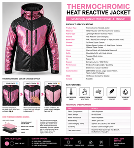 Veste coupe-vent réactive à la chaleur avec fermeture éclair, design personnalisé, tissu réactif à la chaleur, vert, pour hommes, fournisseur OEM - Product Image 2