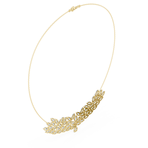 Yellow Gold Round Lab Grown Diamond Leaf <b>Statement</b> <b>Necklace</b> for Women | Elegant Wedding Bridal Jewelry Gift - Product Image 2