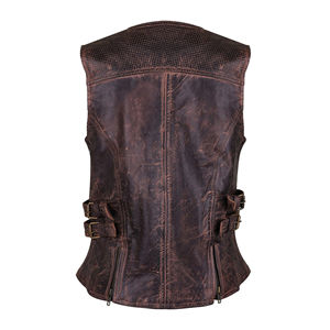 Chaleco Corto de Cuero para Mujer, Estilo Biker, Cuero Genuino, Personalizable, Precio de Fábrica OEM, Proveedor Mayorista - Product Image 4