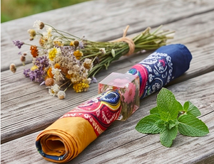 Ronds de serviette carrés en résine avec fleurs roses pressées et feuilles vertes pour une décoration de table élégante - Product Image 4