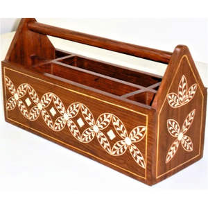 Organizador de Cocina de Madera Rústica |   Porta Cubiertos Decorativo para Encimera, con 3 Ranuras para Cubiertos y Servilletas, para el Hogar y Comidas al Aire Libre - Product Image 2