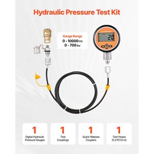 Kit di Accoppiamento per Test di Pressione Digitale per Utensili Idraulici, Manometro Tester 10000 PSI, 1 Manometro, 1 Accoppiamento di Test - Product Image 2