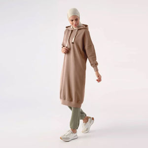 Sweat-shirt à capuche islamique maxi pour femmes, tricoté, à manches longues, modeste et personnalisé - Product Image 2