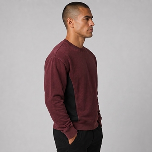 Sweat-shirt col rond pour homme en coton de luxe de haute qualité, uni, épais, vintage, surdimensionné - Product Image 6