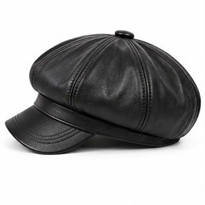 Leather Newsboy Cap Vintage Baker Boy <b>Hat</b> Unisex Casual Flat <b>Beret</b> Spring Autumn <b>Beret</b> Painter <b>Hat</b> Eight-Panel Baker Boy Caps - Product Image 1